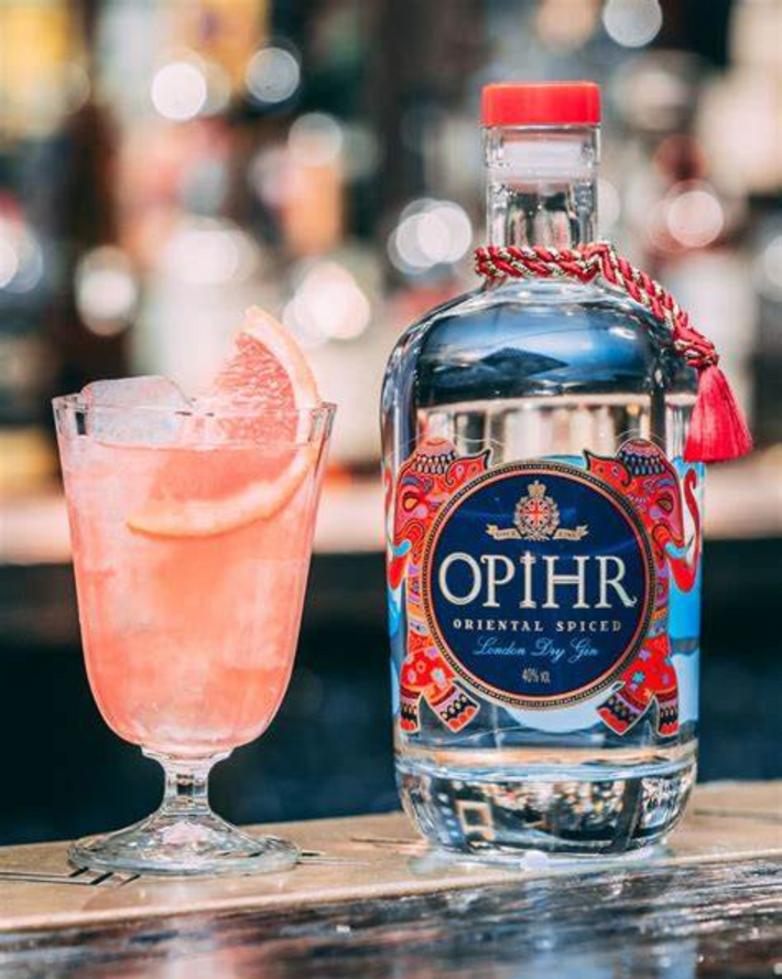A bottle of Opihr Dry Gin