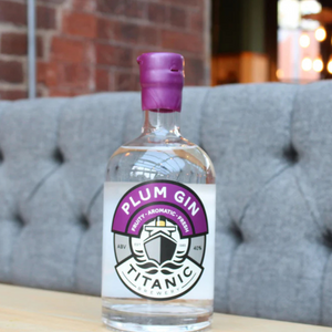 A bottle of Titanic Plum Gin 