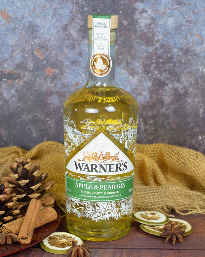 A bottle of Warner's Apple & Pear Gin