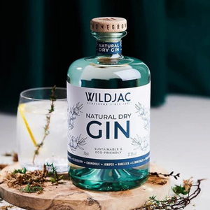 A bottle of Wildjac Natural Dry Gin