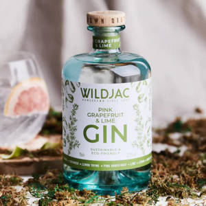 A bottle of Wildjac Pink Grapefruit & Lime Gin